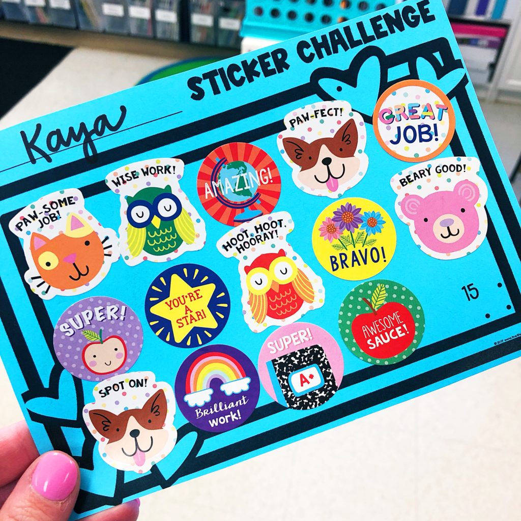 Use an April sticker challenge to encourage and reinforce individual student positive behavior and goals.