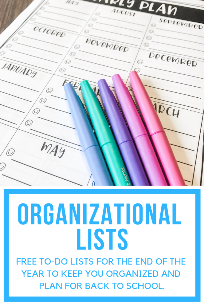 Free organization to-do lists for surviving the back to school rush. Download now for the end of the year, and to plan for back to school.