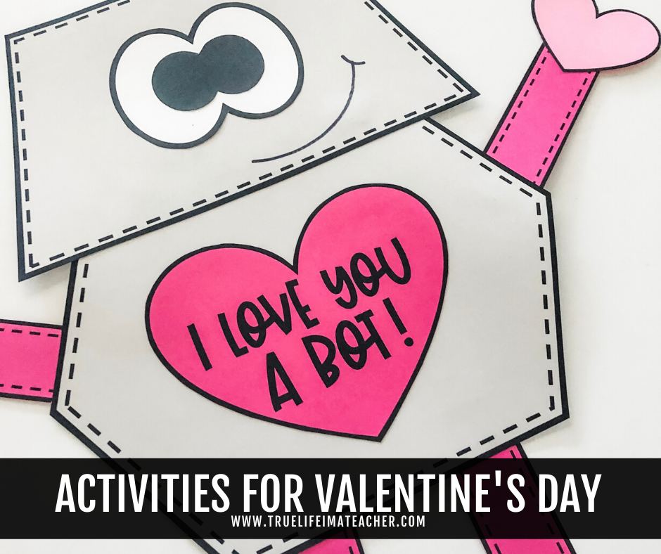 Activities for Valentine's Day including a writing craftivity, printable valentine bingo, read alouds, and tips for an easy and managable card exchange.
