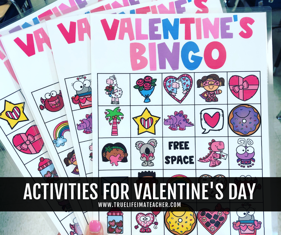 Activities for Valentine's Day including a writing craftivity, printable valentine bingo, read alouds, and tips for an easy and managable card exchange.